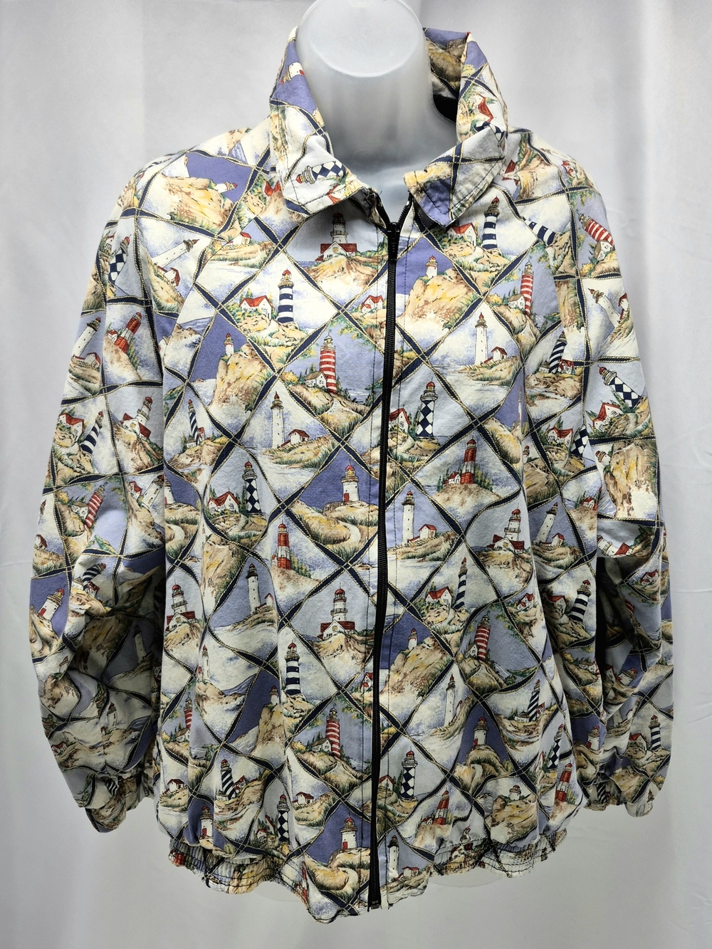 Vintage Activewear Unlimited Lighthouse  Bomber Jacket 1X Coastal Rare